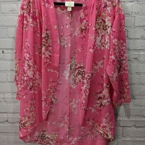 Floral Pink Sheer Kimono